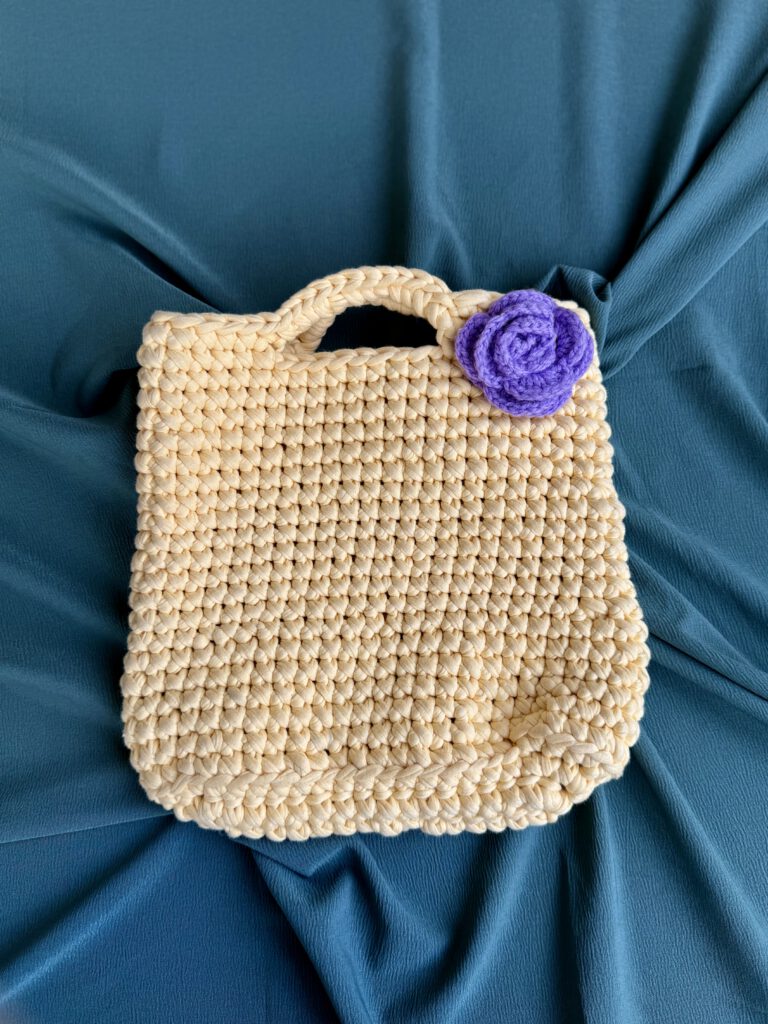 Beige Blossom Crochet Handbag