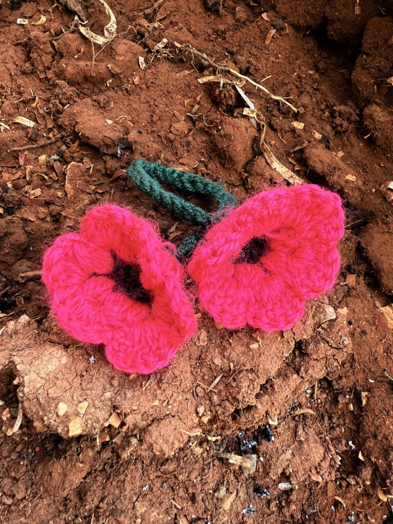 Crochet Poppy Blossom Keychain – Handmade Floral Charm