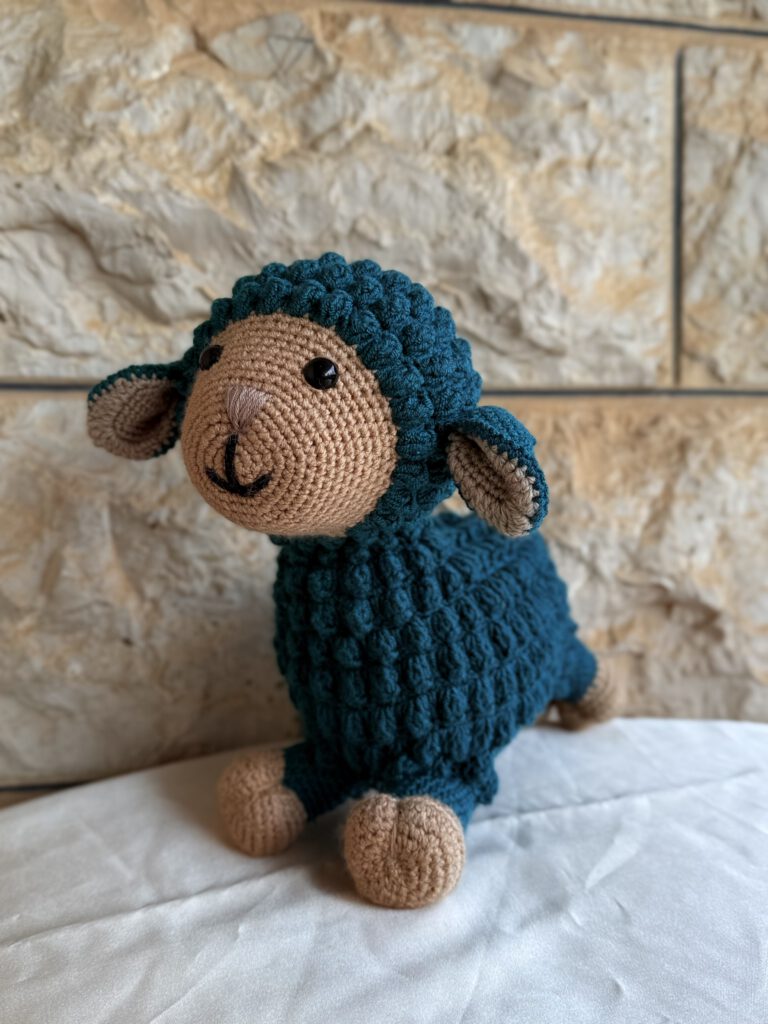 Crochet Lamb Plush – Deep Teal