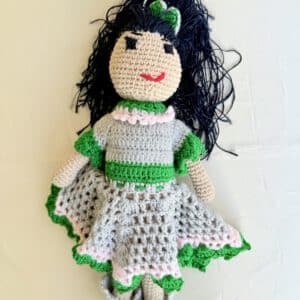 Crochet Doll – Emerald & Blush