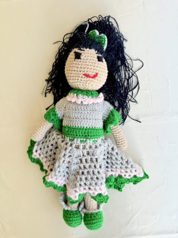 Crochet Doll – Emerald & Blush