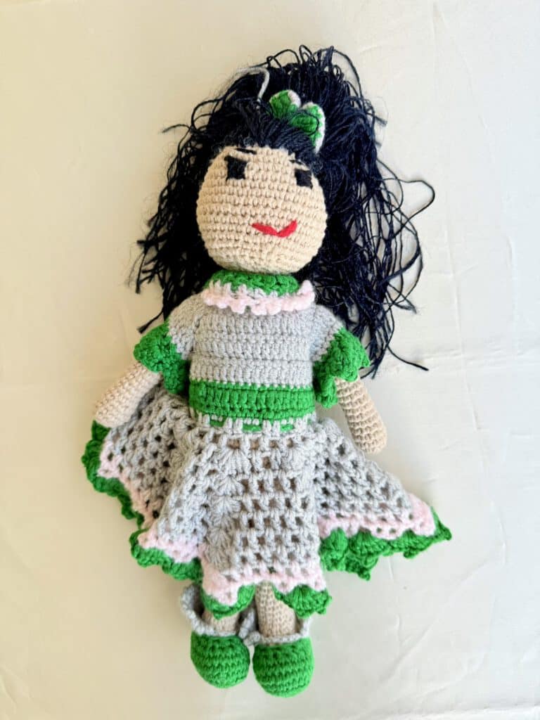 Crochet Doll – Emerald & Blush