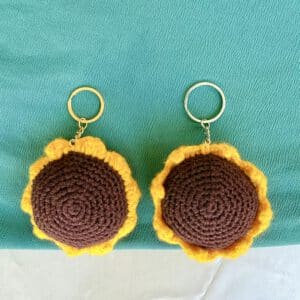 Crochet Sunflower Keychain Set – Golden Duo
