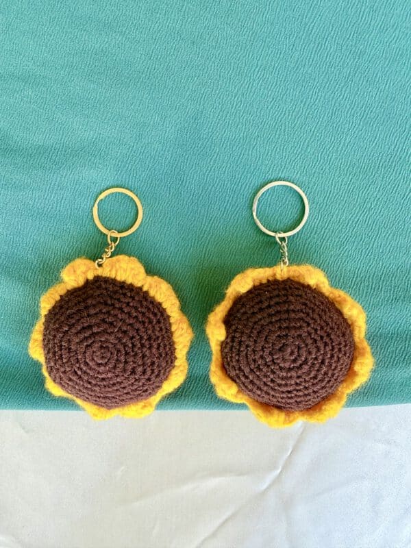 Crochet Sunflower Keychain Set – Golden Duo